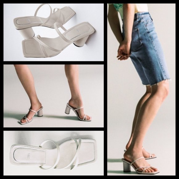 Zara Leather Strappy Heeled Sandals - NWT - Picture 14 of 14